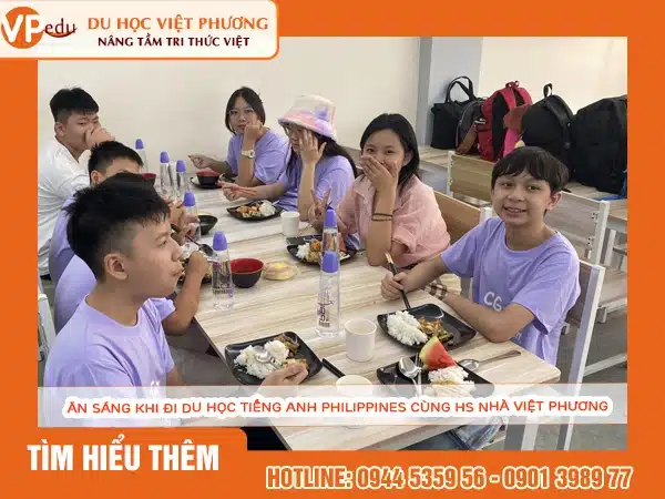 Ăn sáng khi đi du học tiếng anh philippines cùng hs nhà việt phương