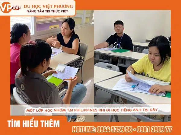 Một lớp học nhóm tại Philippines khi đi học tiếng anh tại đây