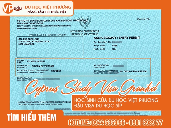 Học sinh của Du học Việt Phương
đậu visa du học Síp