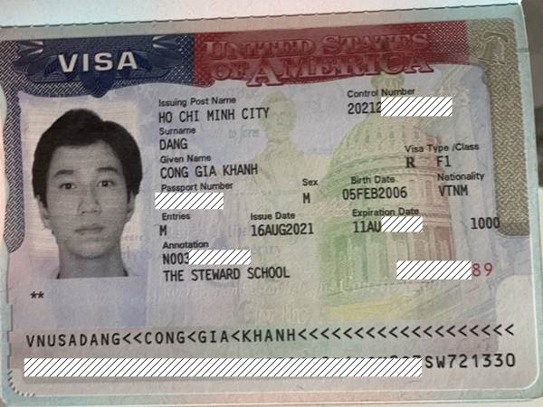 Học sinh Gia Khánh đã đậu visa du học Mỹ.