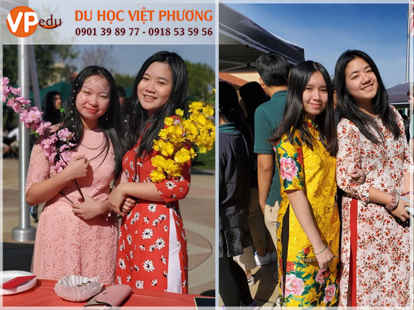 Học sinh Việt Nam diện Áo Dài trong dịp Tết Nguyên Đán tại Trung Học Fairmont Preparatory Academy