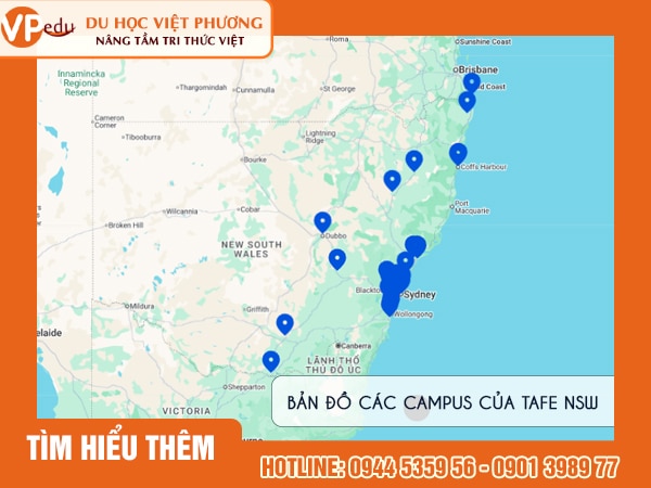 Bản đồ các Campus của TAFE NSW