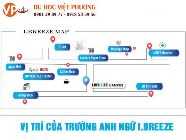 Vị trí thuận tiện của trường anh ngữ Ibreeze