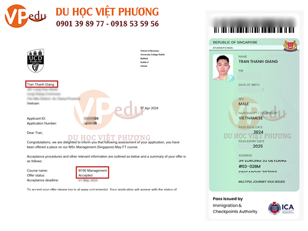 Học sinh của Du học Việt Phương học chương trình Thạc sĩ tại Singapore theo chương trình của UCD