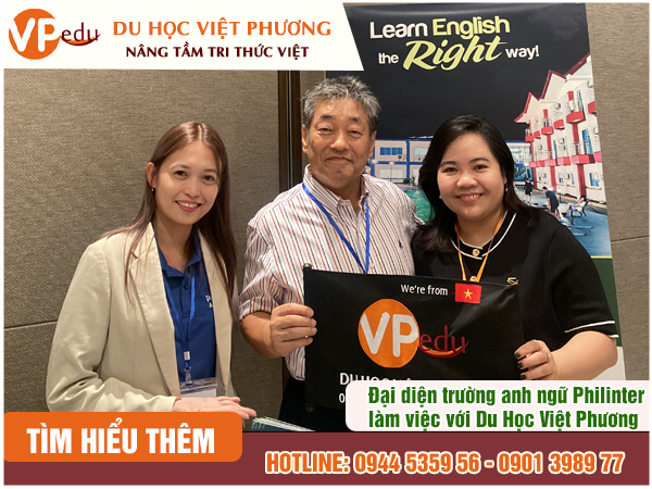 Chủ tịch anh ngữ Philinter và Head Teach Teacher Philinter làm việc với Du học Việt Phương