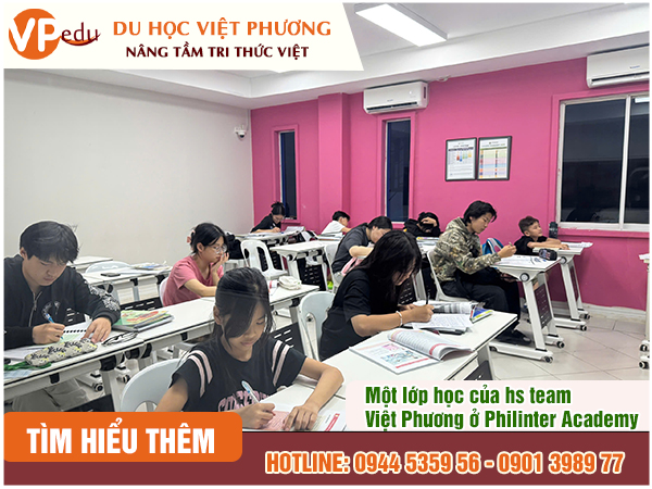 Lớp học tại trường anh ngữ Philinter Academy - Học sinh của team Việt Phương