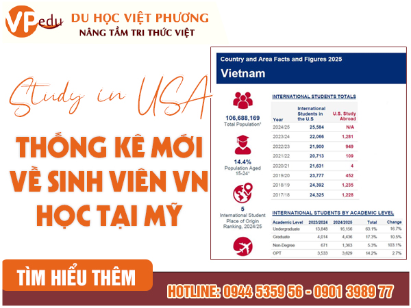 Thống kê mới nhất về sinh viên Việt Nam đi học tại Mỹ