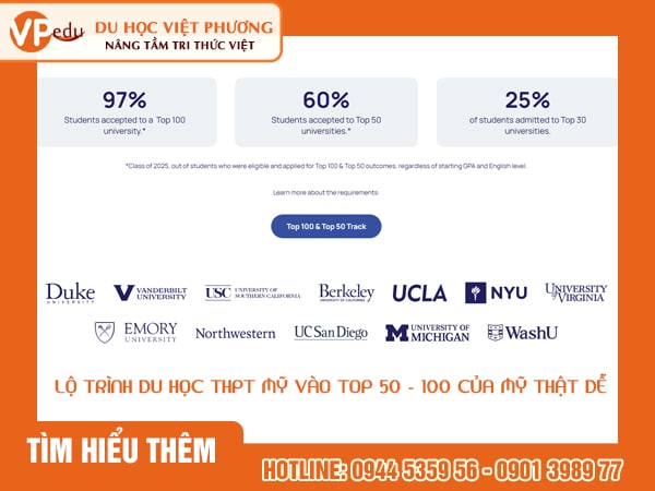 Lộ trình Du học THPT Mỹ vào top 50 - 100 của Mỹ thật dễ