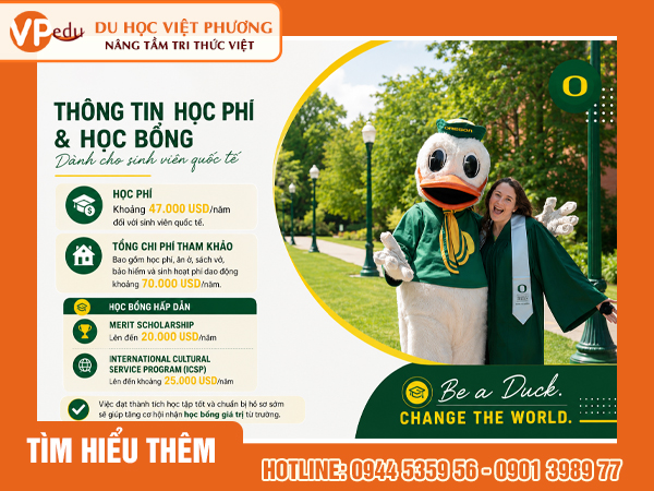 Học phí và học bổng cho sinh viên quốc tế tại trường